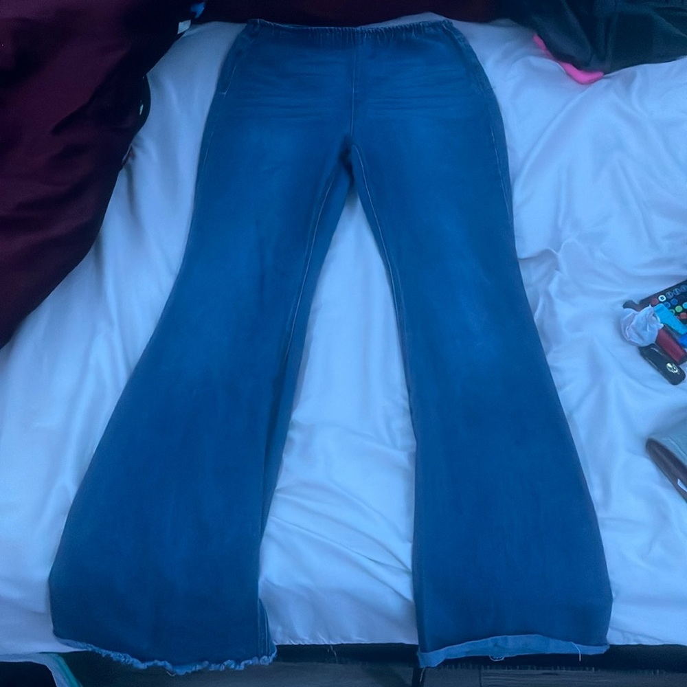 Bell Bottom Jeans with Scrunch Waist